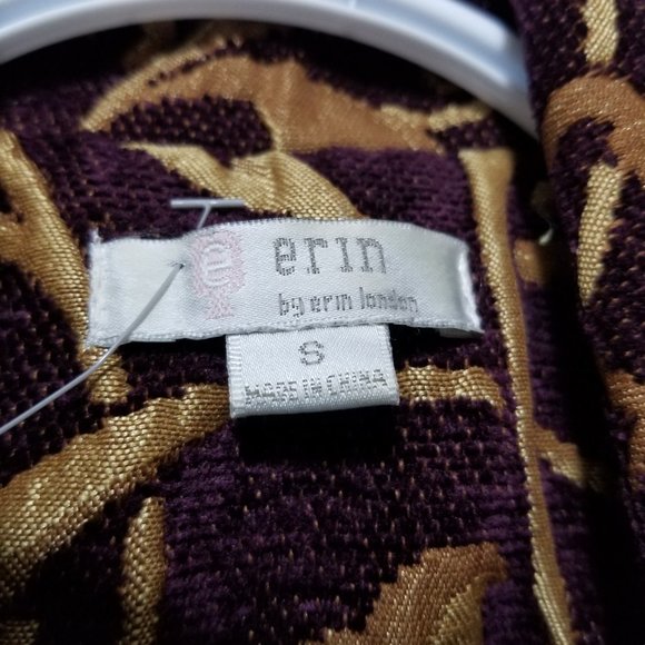 Women’s Burgundy & Gold Jacket Blazer Erin LondonJacquard Fabric Lined  Size 8 - Picture 2 of 9